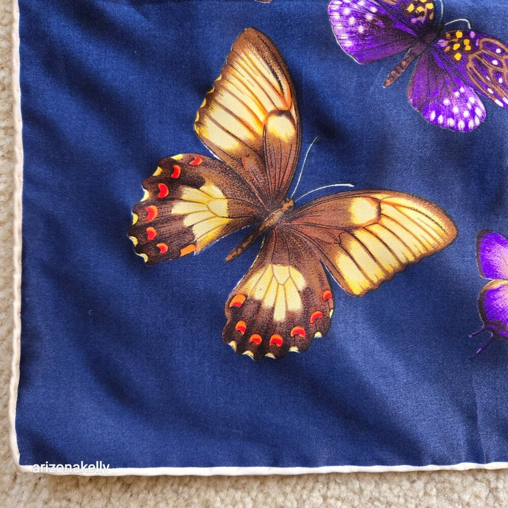 Silk Scarf Butterflies Hand-Rolled Butterfly - Picture 2 of 13